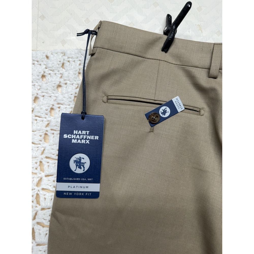 Hart Schaffner Marx Dress Pant Men's 36x32 Beige Platinum Comfortable Wear NWT - Picture 10 of 12